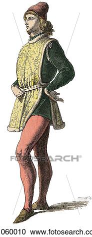 Fashion & Costume - Italy - (Color) Man - 1430-1450 Florence In this period the painter Andrea Mantegna was born (1431); Donatello produced his "David" sculpture; the Germanic "double-eagle" was adopted as the symbol of the Holy Roman Emperors; Fra View Large Illustration Clipart - Fashion & Costume - Italy - (Color) Man - 1430-1450 Florence In this period the painter Andrea Mantegna was born (1431); Donatello produced his "David" sculpture; the Germanic "double-eagle" was adopted as the symbol of the Holy Roman Emperors; Fra. Fotosearch