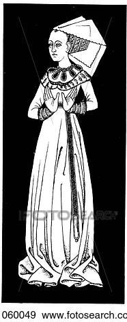 Fashion & Costume - line art c. 1480 View Large Illustration Stock Illustration - Fashion & Costume - line art c. 1480. Fotosearch