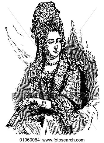Fashion & Costume - line art c. 1690 The headgear worn here is known as a fontange (trans. tower) In this period Yale University is founded (1701); Isaac Newton is elected president of The Royal Society; Antoine de la Mothe Cadillac establishes a settlem View Large Illustration Stock Illustration - Fashion & Costume - line art c. 1690 The headgear worn here is known as a fontange (trans. tower) In this period Yale University is founded (1701); Isaac Newton is elected president of The Royal Society; Antoine de la Mothe Cadillac establishes a settlem. Fotosearch