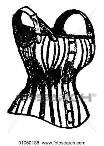 Stock Illustration - Fashion & Costume - line art c. 1880 Woman`s corset. Fotosearch