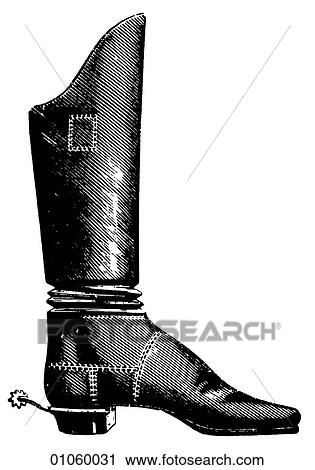 Fashion & Costume - line art c. 1890 Ladies riding boot In this period Cuba fought Spain for its independence (1895); H. G. Wells published "The Time Machine"; King Gillette invented the safety razor(1895) and the first modern Olympics were held in Ath View Large Illustration Clip Art - Fashion & Costume - line art c. 1890 Ladies riding boot In this period Cuba fought Spain for its independence (1895); H. G. Wells published "The Time Machine"; King Gillette invented the safety razor(1895) and the first modern Olympics were held in Ath. Fotosearch