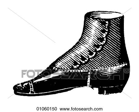 Clipart - Fashion & Costume - line art c. 1890 womans butler boot In this period Cuba fought Spain for its independence (1895); H. G. Wells published "The Time Machine"; King Gillette invented the safety razor(1895) and the first modern Olympics were held in Ath. Fotosearch