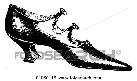 Stock Illustration - Fashion & Costume - line art c. 1895 womans shoe In this period Cuba fought Spain for its independence (1895); H. G. Wells published "The Time Machine"; King Gillette invented the safety razor(1895) and the first modern Olympics were held in Athens (18. Fotosearch