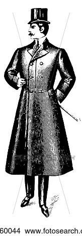 Fashion & Costume - line art c. 1900 frock coat, top hat, Victorian, early 20th century View Large Illustration Stock Illustration - Fashion & Costume - line art c. 1900 frock coat, top hat, Victorian, early 20th century. Fotosearch