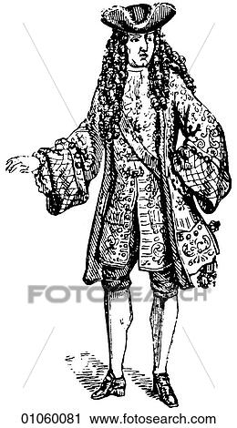 Clip Art - Fashion & Costume - line art c. 1670-1690 In this period the Hudson`s Bay Company is incorporated with the exclusive right to trade in the entire region of North America draining into Hudson`s Bay; French explorers Jacques Marquette and Louis Joliet rea. Fotosearch