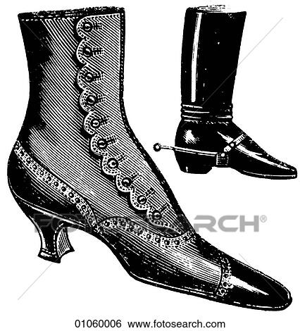 Fashion & Costume - line art l: c. 1895, Ladies button boot r: c. 1890, Ladies riding boot, In this period Cuba fought Spain for its independence (1895); H. G. Wells published "The Time Machine"; King Gillette invented the safety razor(1895) and the f View Large Illustration Stock Illustration - Fashion & Costume - line art l: c. 1895, Ladies button boot r: c. 1890, Ladies riding boot, In this period Cuba fought Spain for its independence (1895); H. G. Wells published "The Time Machine"; King Gillette invented the safety razor(1895) and the f. Fotosearch