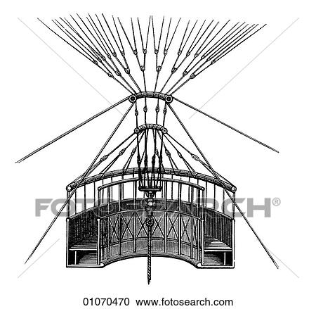 Science & Medicine - line art (Scientific) Aeronautics - Aerial Machines Section of Car beneath balloon View Large Illustration Clipart - Science & Medicine - line art (Scientific) Aeronautics - Aerial Machines Section of Car beneath balloon. Fotosearch