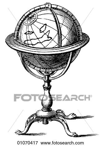 Stock Illustration - Science & Medicine - line art (Scientific) Globe Geography. Fotosearch