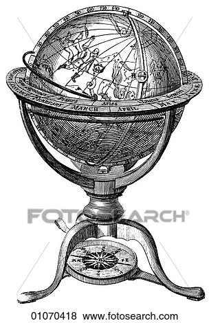 Stock Illustration - Science & Medicine - line art (Scientific) Globe Geography. Fotosearch