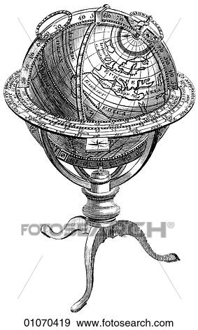 Stock Illustration - Science & Medicine - line art (Scientific) Globe. Fotosearch