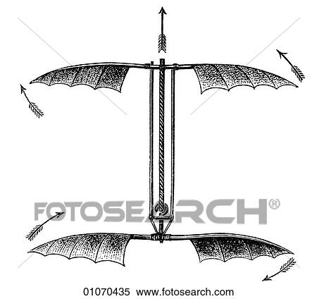 Stock Illustration - Science & Medicine - line art (Scientific) Aeronautics - Aerial Machines Apparatus capable of Vertical Flight.. Fotosearch