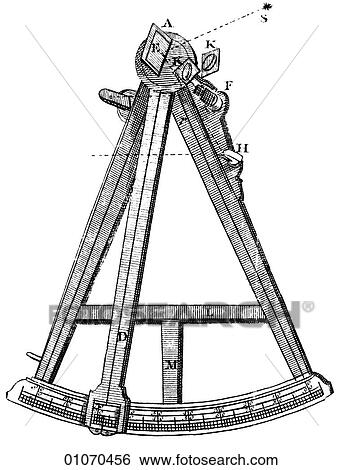 Stock Illustration - Science & Medicine - line art (Scientific) Astronomy Hadley`s Quadrant This device was invented in 1730 by English mathematician John Hadley (1682-1744) who also produced the first practical reflecting telescope that could be used in astronomy. This devi. Fotosearch
