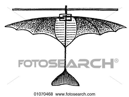 Stock Illustration - Science & Medicine - line art (Scientific) Aeronautics - Aerial Machines Mechanical Bird. Fotosearch