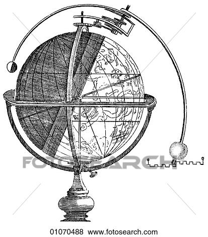 Stock Illustration - Science & Medicine - line art (Scientific) Geography Globe. Fotosearch