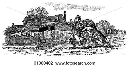 Flora & Fauna - line art - a 19th century engraving Animal Dog View Large Illustration Drawing - Flora & Fauna - line art - a 19th century engraving Animal Dog. Fotosearch