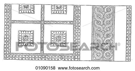Patterns & Motifs - Ancient Greece - line art Greek coffered ceiling 400BC A coffered ceiling is composed of square, recessed panels in a series for decorative effect. View Large Illustration Stock Illustration - Patterns & Motifs - Ancient Greece - line art Greek coffered ceiling 400BC A coffered ceiling is composed of square, recessed panels in a series for decorative effect.. Fotosearch