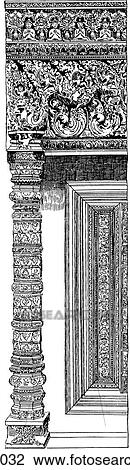 Drawing - Patterns & Motifs - Cambodia - line art Cambodian Ornament c. 1100 Doorway of the 11th Century Temple of Loley. Cambodia lies in the indochinese peninsula of south east Asia. In the latter half of the 20th century it has been variously known as the Khme. Fotosearch