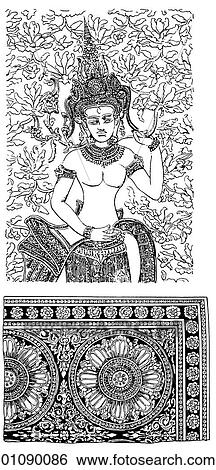 Patterns & Motifs - Cambodia - line art Cambodian Ornament, c. 950 Details of carved decoration from the 10th Century Temple of Angkor Wat. Cambodia lies in the indochinese peninsula of south east Asia. In the latter half of the 20th century it has been View Large Illustration Stock Illustration - Patterns & Motifs - Cambodia - line art Cambodian Ornament, c. 950 Details of carved decoration from the 10th Century Temple of Angkor Wat. Cambodia lies in the indochinese peninsula of south east Asia. In the latter half of the 20th century it has been. Fotosearch
