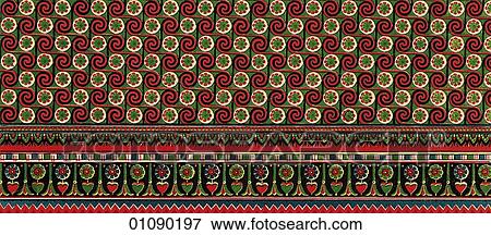 Patterns & Motifs - Carpet - (Color) A Victorian carpet design with Mediterranean influences c. 1840. View Large Illustration Stock Illustration - Patterns & Motifs - Carpet - (Color) A Victorian carpet design with Mediterranean influences c. 1840.. Fotosearch