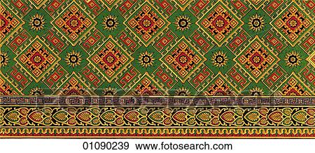 Patterns & Motifs - England - (Color) A Victorian carpet design with North African influences c. 1840. View Large Illustration Stock Illustration - Patterns & Motifs - England - (Color) A Victorian carpet design with North African influences c. 1840.. Fotosearch