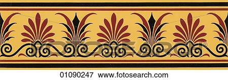 Patterns & Motifs - England - (Color) A horizontal Victorian scroll-work border c. 1850, copied from ancient Egyptian motifs. stylized palm tree, palmetto, plant, flora, shell, ocean, sea, 19th century, English View Large Illustration Stock Illustration - Patterns & Motifs - England - (Color) A horizontal Victorian scroll-work border c. 1850, copied from ancient Egyptian motifs. stylized palm tree, palmetto, plant, flora, shell, ocean, sea, 19th century, English. Fotosearch