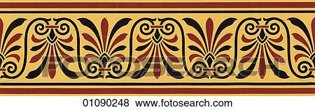 Patterns & Motifs - England - (Color) A horizontal Victorian scroll-work border c. 1850, copied from ancient Egyptian motifs. stylized palm tree, plant, palm tree, palmetto, flora, 19th century, English View Large Illustration Stock Illustration - Patterns & Motifs - England - (Color) A horizontal Victorian scroll-work border c. 1850, copied from ancient Egyptian motifs. stylized palm tree, plant, palm tree, palmetto, flora, 19th century, English. Fotosearch