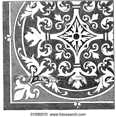 Patterns & Motifs - England - line art Ceramic Tile design c. 1850 View Large Illustration Clipart - Patterns & Motifs - England - line art Ceramic Tile design c. 1850. Fotosearch