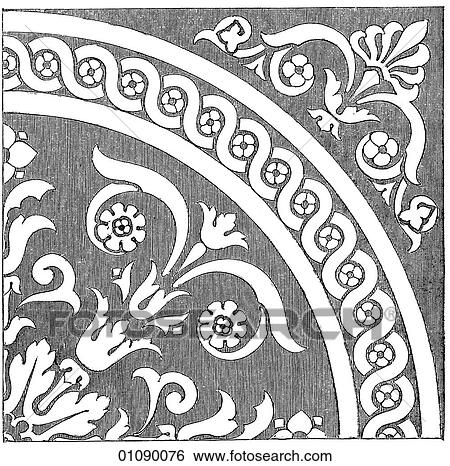 Patterns & Motifs - England - line art Ceramic Tile design c. 1850 View Large Illustration Stock Illustration - Patterns & Motifs - England - line art Ceramic Tile design c. 1850. Fotosearch