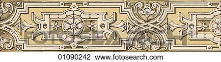 Patterns & Motifs - France - (Color) (e9) A Decorative painted border A decorative wall treatment created c. 1850 but in the Renaissance style c. 1590 View Large Illustration Drawing - Patterns & Motifs - France - (Color) (e9) A Decorative painted border A decorative wall treatment created c. 1850 but in the Renaissance style c. 1590. Fotosearch