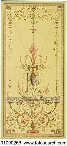 Patterns & Motifs - France - (Color) (d9) La Peinture DZcorative - decorative painting c. 1785 Panneaux (panels) - Arabesques Design such as these decorated the walls of palaces and mansions throughout France during the last stages of the American Revolu View Large Illustration Stock Illustration - Patterns & Motifs - France - (Color) (d9) La Peinture DZcorative - decorative painting c. 1785 Panneaux (panels) - Arabesques Design such as these decorated the walls of palaces and mansions throughout France during the last stages of the American Revolu. Fotosearch