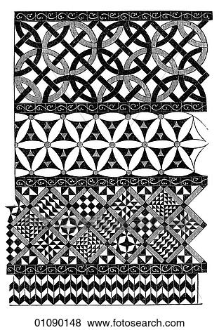 Patterns & Motifs - France - line art Mosaic Floor. Abbey-Church of St. Denis c. 1200 The Byzantine influence can be clearly seen in this example. This geometric styling would give way to the more flowing and realistic lines of the renaissance. circle View Large Illustration Stock Illustration - Patterns & Motifs - France - line art Mosaic Floor. Abbey-Church of St. Denis c. 1200 The Byzantine influence can be clearly seen in this example. This geometric styling would give way to the more flowing and realistic lines of the renaissance. circle. Fotosearch