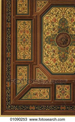 Drawing - Patterns & Motifs - Germany - (Color) A Tapestry design c. 1850. Fotosearch