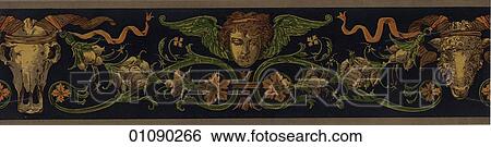 Patterns & Motifs - Germany - (Color) (d9) Frieze design c. 1850 using classical motifs. acanthus leaf, flora, plant, animal, German, Europe, horizontal, 19th century View Large Illustration Stock Illustration - Patterns & Motifs - Germany - (Color) (d9) Frieze design c. 1850 using classical motifs. acanthus leaf, flora, plant, animal, German, Europe, horizontal, 19th century. Fotosearch