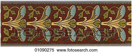 Patterns & Motifs - Germany - (Color) (g9) Decorative border c. 1850 View Large Illustration Stock Illustration - Patterns & Motifs - Germany - (Color) (g9) Decorative border c. 1850. Fotosearch