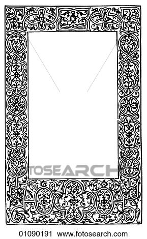 Clip Art - Patterns & Motifs - Germany - line art Border for a Book`s title page. c. 1570. Fotosearch