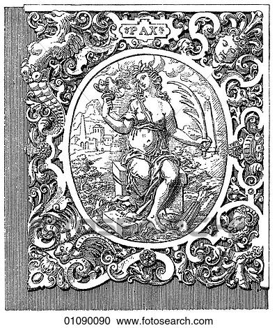 Clipart - Patterns & Motifs - Germany - line art One of the corners of the binding of the Tucher Family- Book, by Hans Kellner, Nuremberg. Velvet with gilt Silver Mountings, c. 1559 . Fotosearch