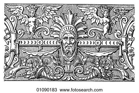 Drawing - Patterns & Motifs - Germany - line art Ornamented Band from a Lower Rhenish Jug., 16th century.. Fotosearch