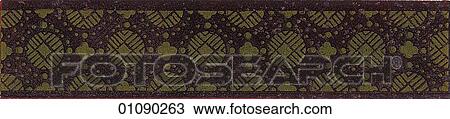 Drawing - Patterns & Motifs - India - (Color) Indian embroidery c. 1840. Fotosearch
