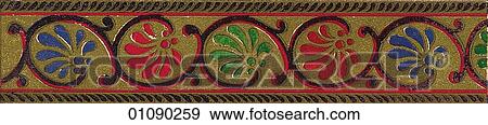 Stock Illustration - Patterns & Motifs - India - (Color) Indian embroidery c. 1840. Fotosearch