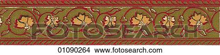 Stock Illustration - Patterns & Motifs - India - (Color) Indian embroidery c. 1840. Fotosearch