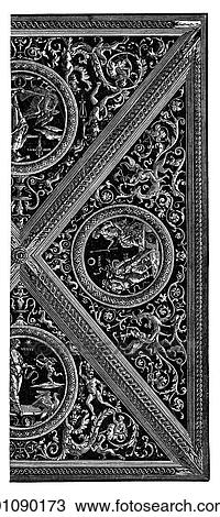Patterns & Motifs - Italy - line art From the painted Ceiling of the Cambio at Perugia, by Pietro Perugino (1450-1523) an Italian Renaissance painter and mentor to Raphael (Raffaello Sanzio 1483-1520). Perugino took his name from the town of Perugia whe View Large Illustration Drawing - Patterns & Motifs - Italy - line art From the painted Ceiling of the Cambio at Perugia, by Pietro Perugino (1450-1523) an Italian Renaissance painter and mentor to Raphael (Raffaello Sanzio 1483-1520). Perugino took his name from the town of Perugia whe. Fotosearch