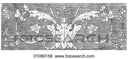 Patterns & Motifs - Italy - line art Wood intarsia from Florence - the craft of using wood inlays. This technique was especially popular in Renaissance Italy. The motif is the acanthus leaf, a herbaceous plant leaf used in decoration since early Greek c View Large Illustration Stock Illustration - Patterns & Motifs - Italy - line art Wood intarsia from Florence - the craft of using wood inlays. This technique was especially popular in Renaissance Italy. The motif is the acanthus leaf, a herbaceous plant leaf used in decoration since early Greek c. Fotosearch