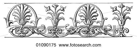 Patterns & Motifs - Italy- line art Ornamented Band from a Tomb in the Badia at Florence. 15th century View Large Illustration Stock Illustration - Patterns & Motifs - Italy- line art Ornamented Band from a Tomb in the Badia at Florence. 15th century. Fotosearch