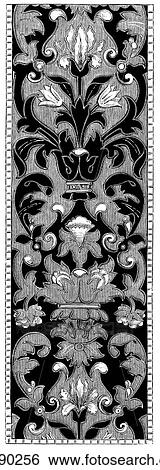 Patterns & Motifs - Italy - line art Velvet Hanging from Renaissance Florence c. 1580 appliquZ work, embroidered, bordered with silk cord, Florentine, 16th Century, vertical, flowers, silk thread, Europe, Italian The Renaissance -- the revival of arts a View Large Illustration Stock Illustration - Patterns & Motifs - Italy - line art Velvet Hanging from Renaissance Florence c. 1580 appliquZ work, embroidered, bordered with silk cord, Florentine, 16th Century, vertical, flowers, silk thread, Europe, Italian The Renaissance -- the revival of arts a. Fotosearch