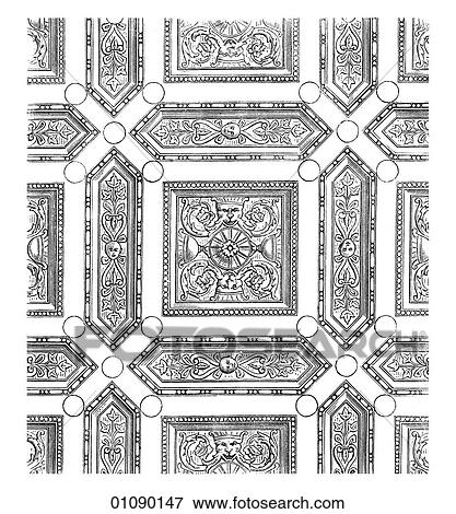 Patterns & Motifs - Italy/France line art A ceiling design c. 1540, by Sebastiano Serlio (1475-1554) This artist and architect was employed by Francis I of France to help design the palace of Fontainbleau. He was one of the earliest proponents of the ma View Large Illustration Stock Illustration - Patterns & Motifs - Italy/France line art A ceiling design c. 1540, by Sebastiano Serlio (1475-1554) This artist and architect was employed by Francis I of France to help design the palace of Fontainbleau. He was one of the earliest proponents of the ma. Fotosearch