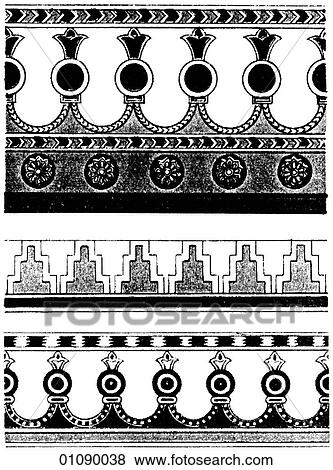 Stock Illustration - Patterns & Motifs - line art Assyrian Ornaments Painted ornaments from Nimrud (in modern Iraq) Assyria is an ancient kingdom in Mesopotamia (modern day northern Iraq and south eastern Turkey) which lies between the Tigris & Euphrates rivers (Mesopotamia. Fotosearch