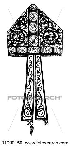 Patterns & Motifs - line art Pattern for a Bishop`s Mitre (hat) 13th Century. View Large Illustration Clipart - Patterns & Motifs - line art Pattern for a Bishop`s Mitre (hat) 13th Century.. Fotosearch