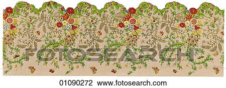 Patterns & Motifs - Spain - (Color) A Spanish lace design from Barcelona c. 1850 Much of what we know as Spanish lace was actually imported to that country from Venice and the Netherlands. This indigenous example is an ornate combination of design and c View Large Illustration Drawing - Patterns & Motifs - Spain - (Color) A Spanish lace design from Barcelona c. 1850 Much of what we know as Spanish lace was actually imported to that country from Venice and the Netherlands. This indigenous example is an ornate combination of design and c. Fotosearch