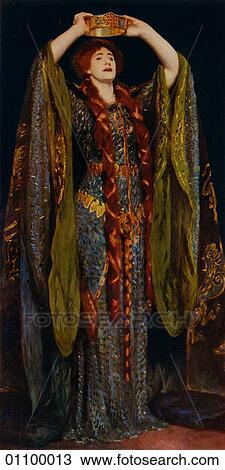 Drawing - Paintings & Engravings - (Color) - England - America "The actress Ellen Terry as Lady MacBeth" by John Singer Sargent R. A. (1856-1925)(The letters R. A. indicate that the artist is a member of the Royal Academy of Art). Sargent was an American, educate. Fotosearch