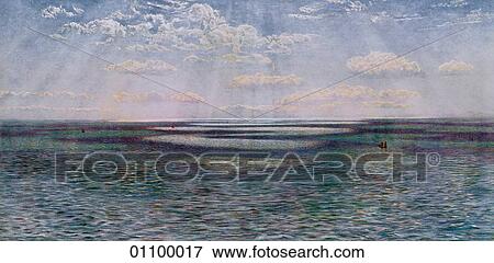 Stock Illustration - Paintings & Engravings - (Color) - England From The Dorsetshire Cliffs John Brett, A. R. A. (1830-1902) (The letters A. R. A. indicate that the artist is an Associate of the Royal Academy of Art) Although he began his studies late in life, studying at the R. Fotosearch